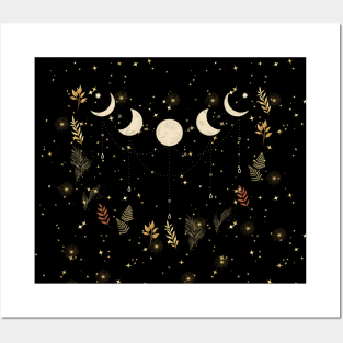 Moonlit Garden-Winter Brown Coloured Posters and Art